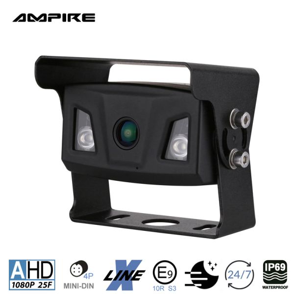Ampire KVA300 - Rear view camera black, 125°, IP69K, rear installation, 10m cable