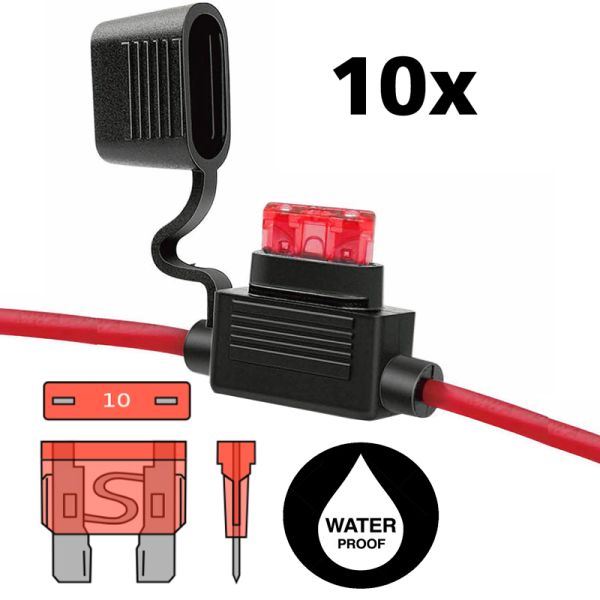 Ampire XSM1,5 - Sicherungshalter 1,5mm², 2A MINI-Sicherung, wasserdicht, 10er Pack