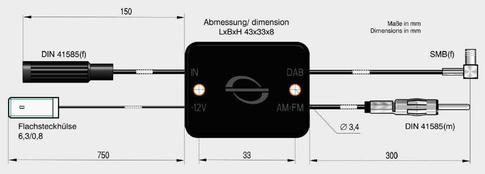 DAB / DAB+ / FM Splitter generiert DAB Signal aus UKW Antenne 150 OHM DIN  Anschluss