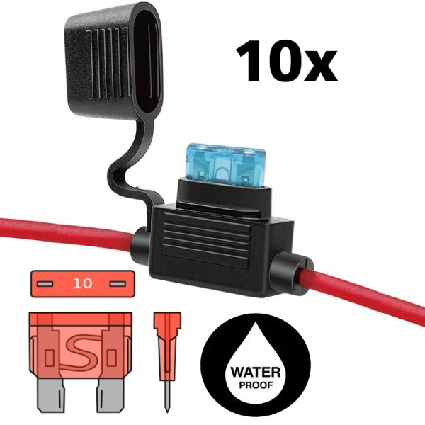 Ampire XSM12.5 - Sicherungshalter 2,5mm², 2A MINI-Sicherung, wasserdicht, 10er Pack