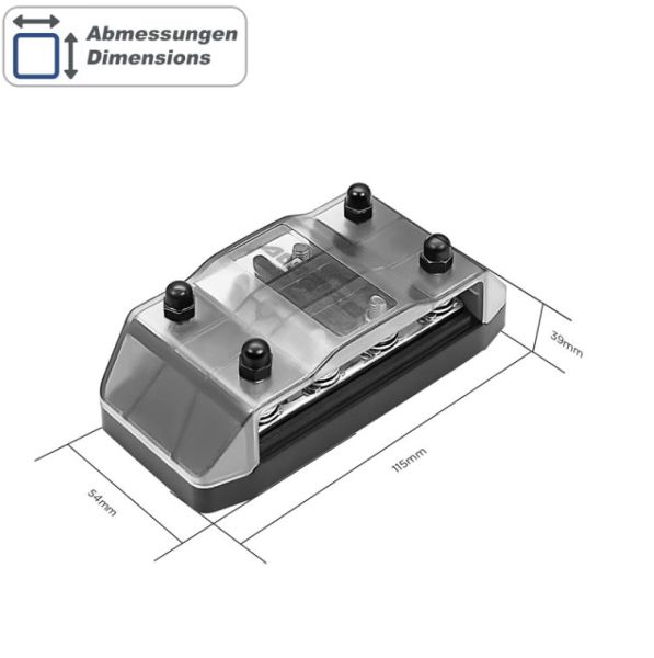 Ampire MFB4 - Ampire MIDI (Mini-ANL) Sicherungsverteiler, 4-fach, inklusive 4 Sicherungen