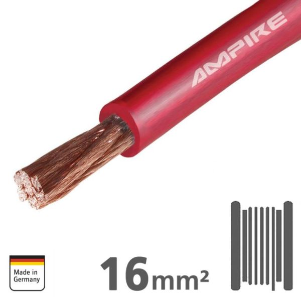 Ampire XSK16-RED- Stromkabel rot (Kupfer) 16mm² - Meterware
