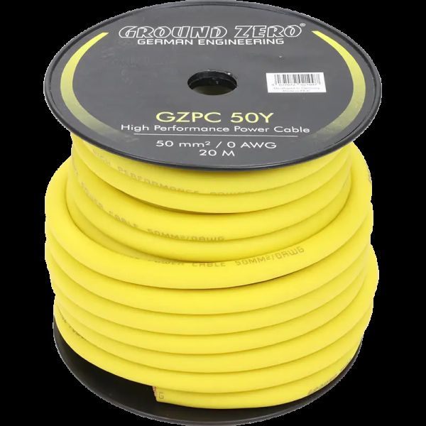 Ground Zero ZPC 50Y - 50mm² High-Quality CCA Power Cable - Yellow
